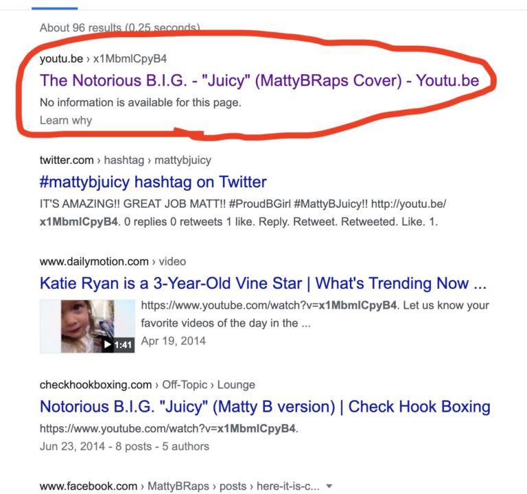 deleted youtube search results on google