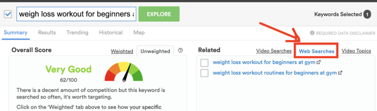 youtube web searches keyword