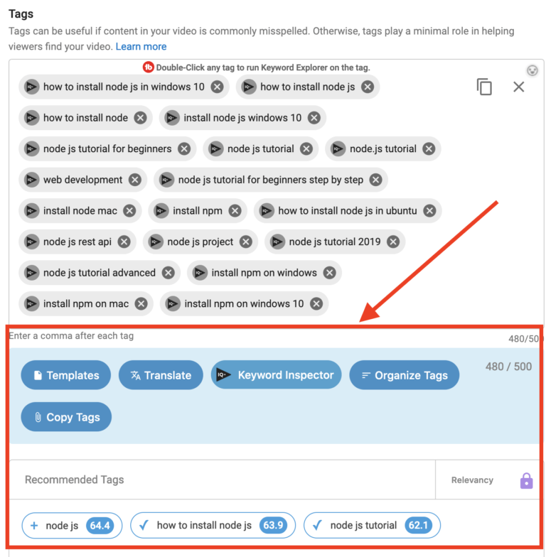 vidiq tags optimization